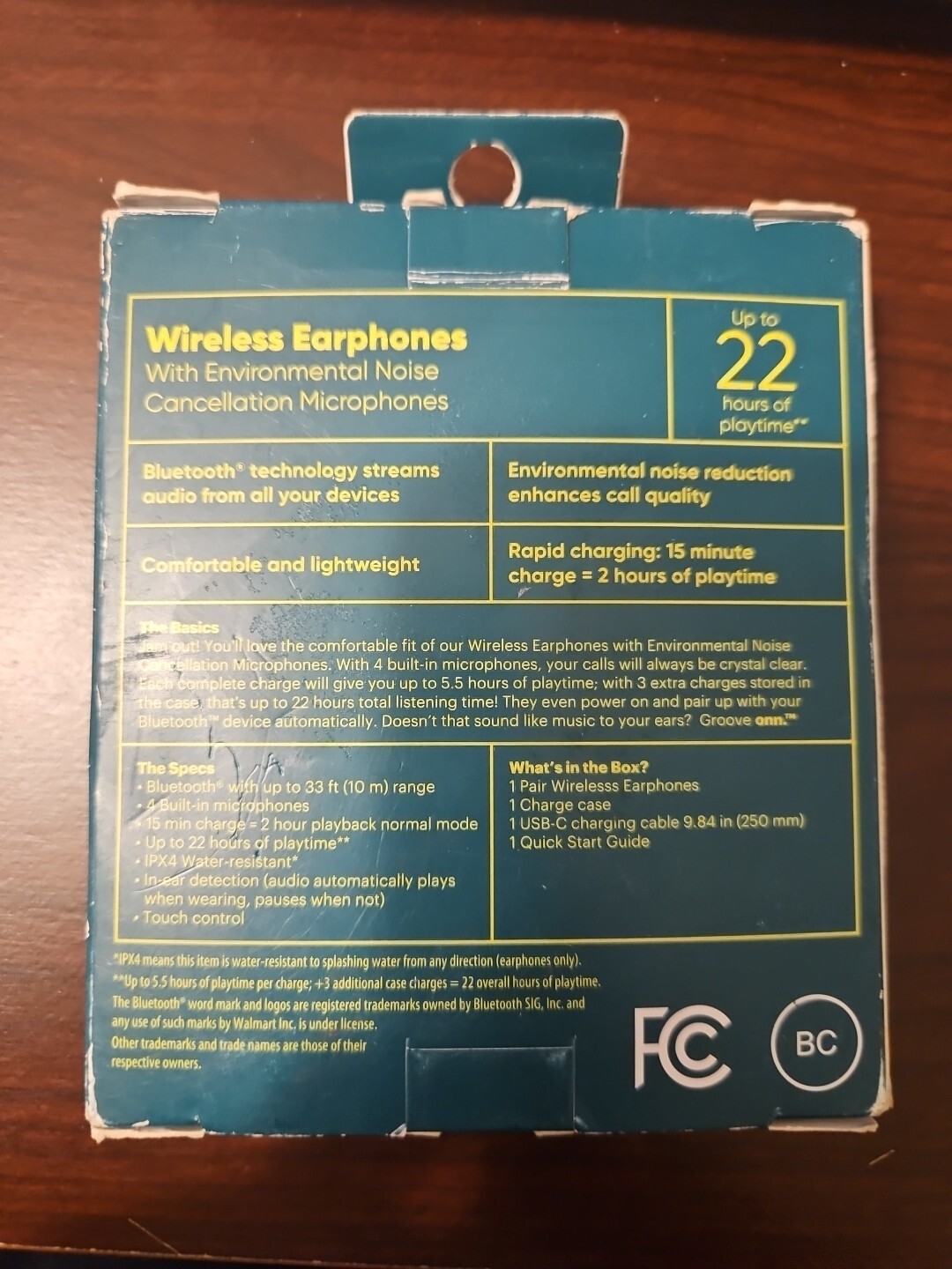 Groove Onn Wireless Earphones w/Noise Cancellation IPX4 & Charging Case