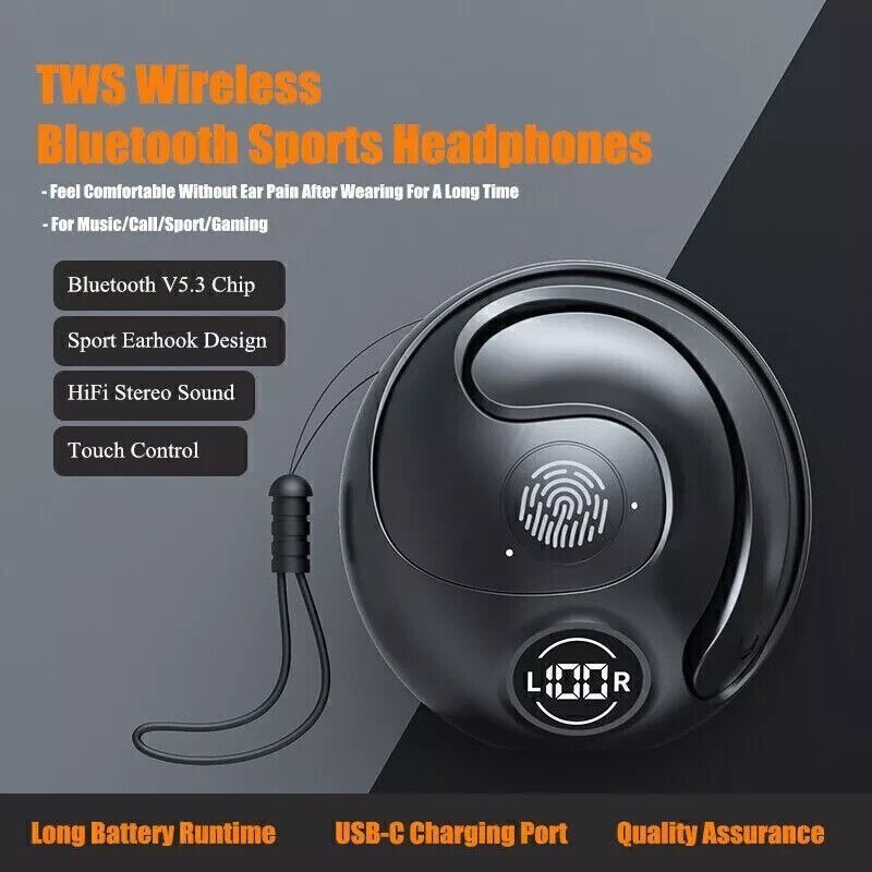 Ear Hook Mini Bluetooth 5.3 Headset TWS Earphones Earbuds Stereo Bass Headphones