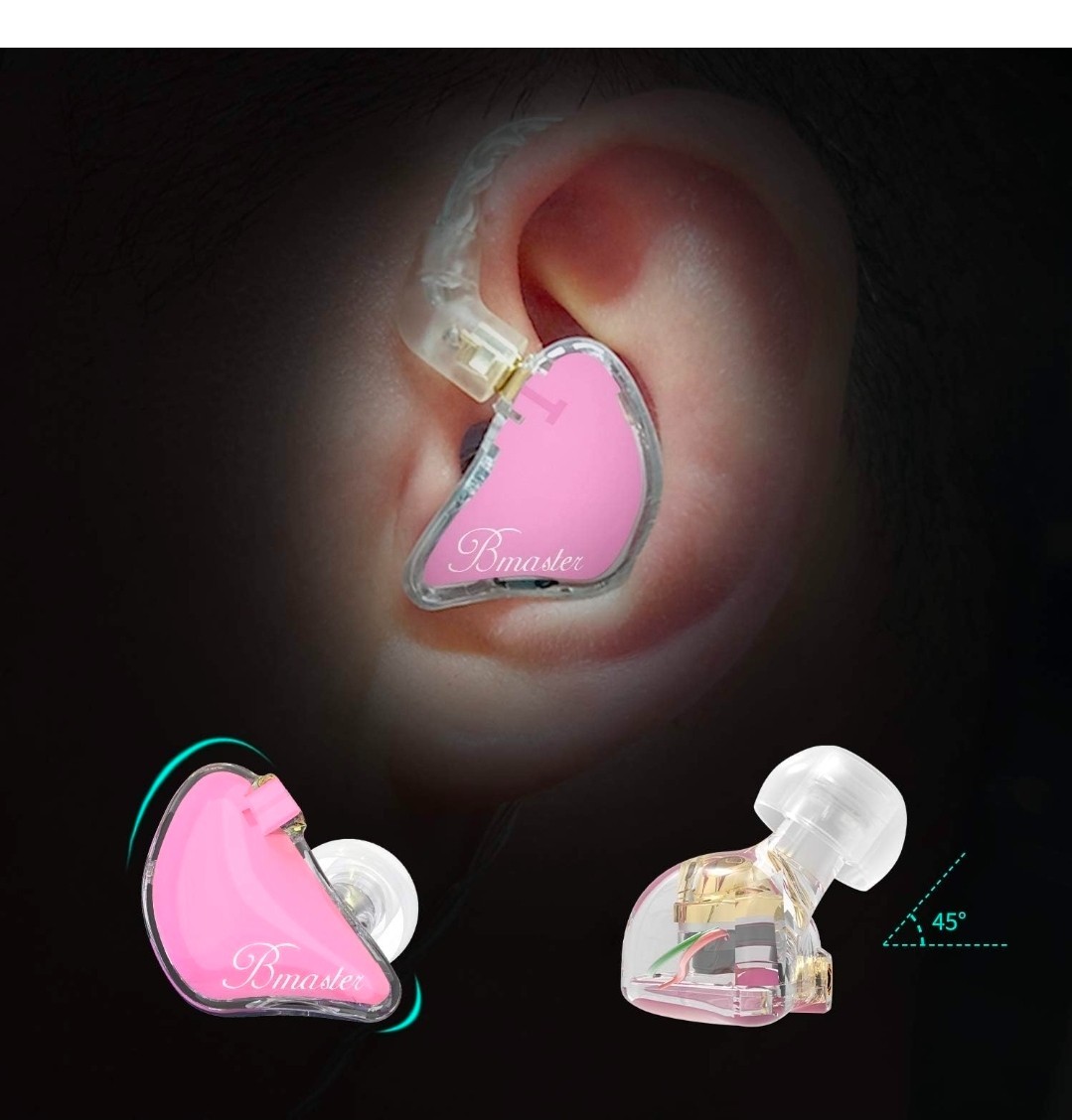 In Ear Monitor Headphones Triple Driver Earphones MMCX Cable BASN Pink Bmaster