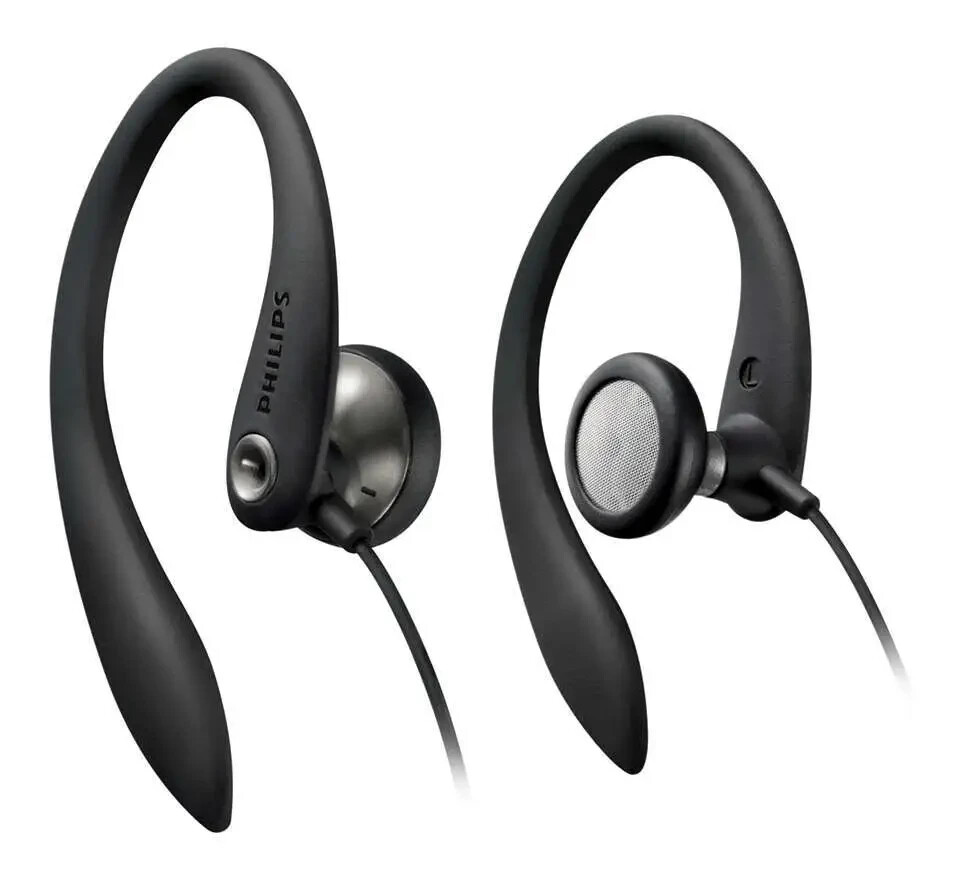 飞利浦有线耳塞 适用于 Phone Over Ear Hook 耳机 头戴式耳机-黑色-