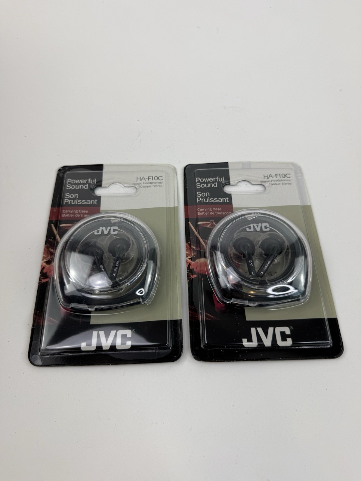 Lot of 2 VINTAGE New Old Stock Sealed JVC HA-F10C Black Headphone Earbuds Case