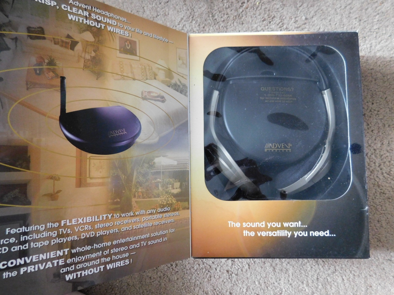 Vintage 1999 Advent AW720 900MHz Wireless Stereo Headphones Opened Box