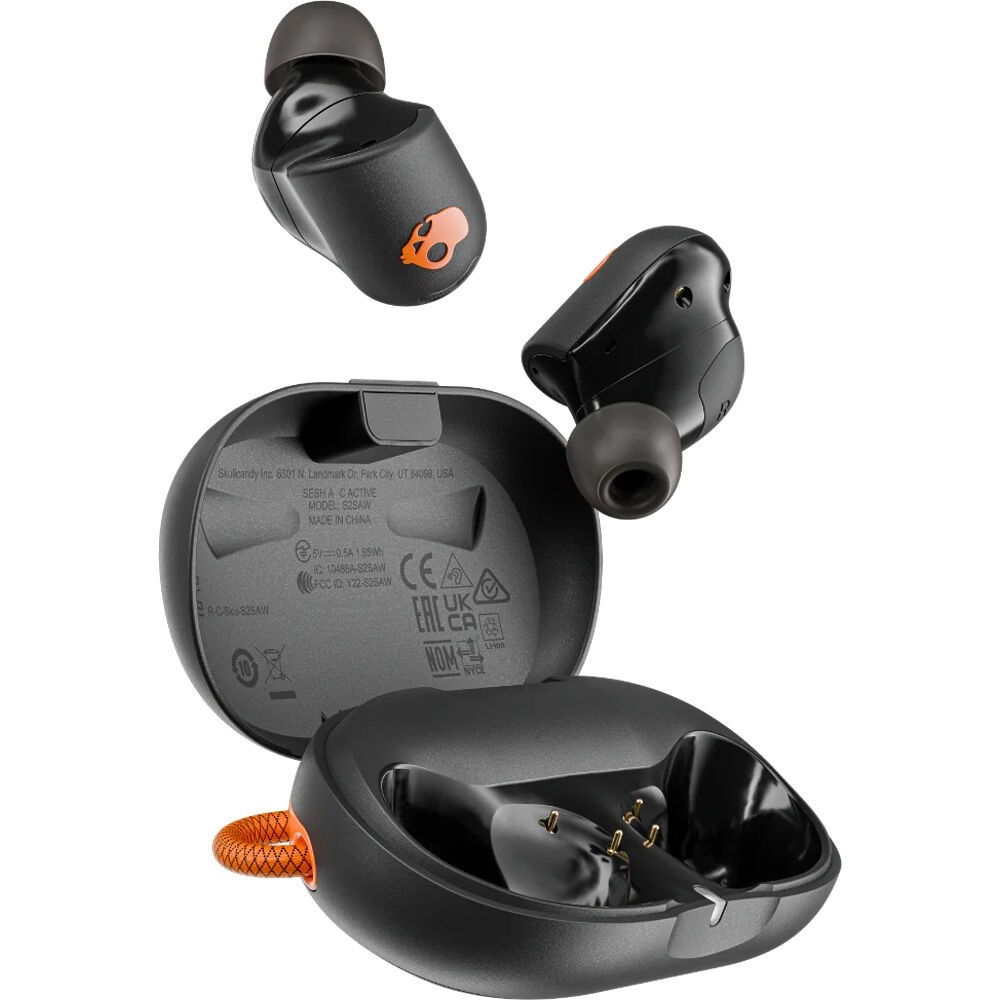 Skullcandy Sesh ANC Noise-Canceling True Wireless Earbuds Black and Orange S2SAW