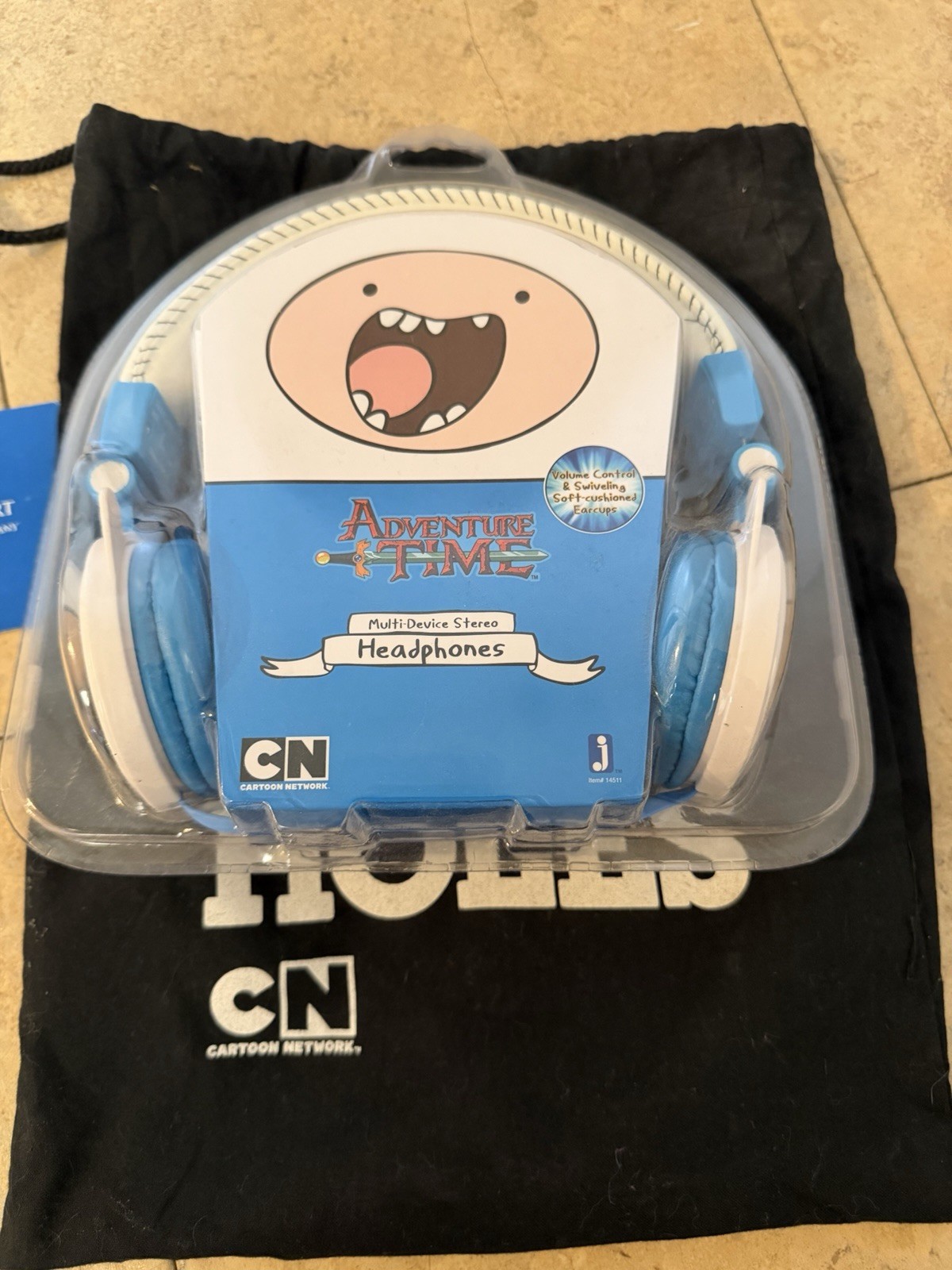 Jazwares Adventure Time Stereo Headphones Blue White Volume Control Model 14511