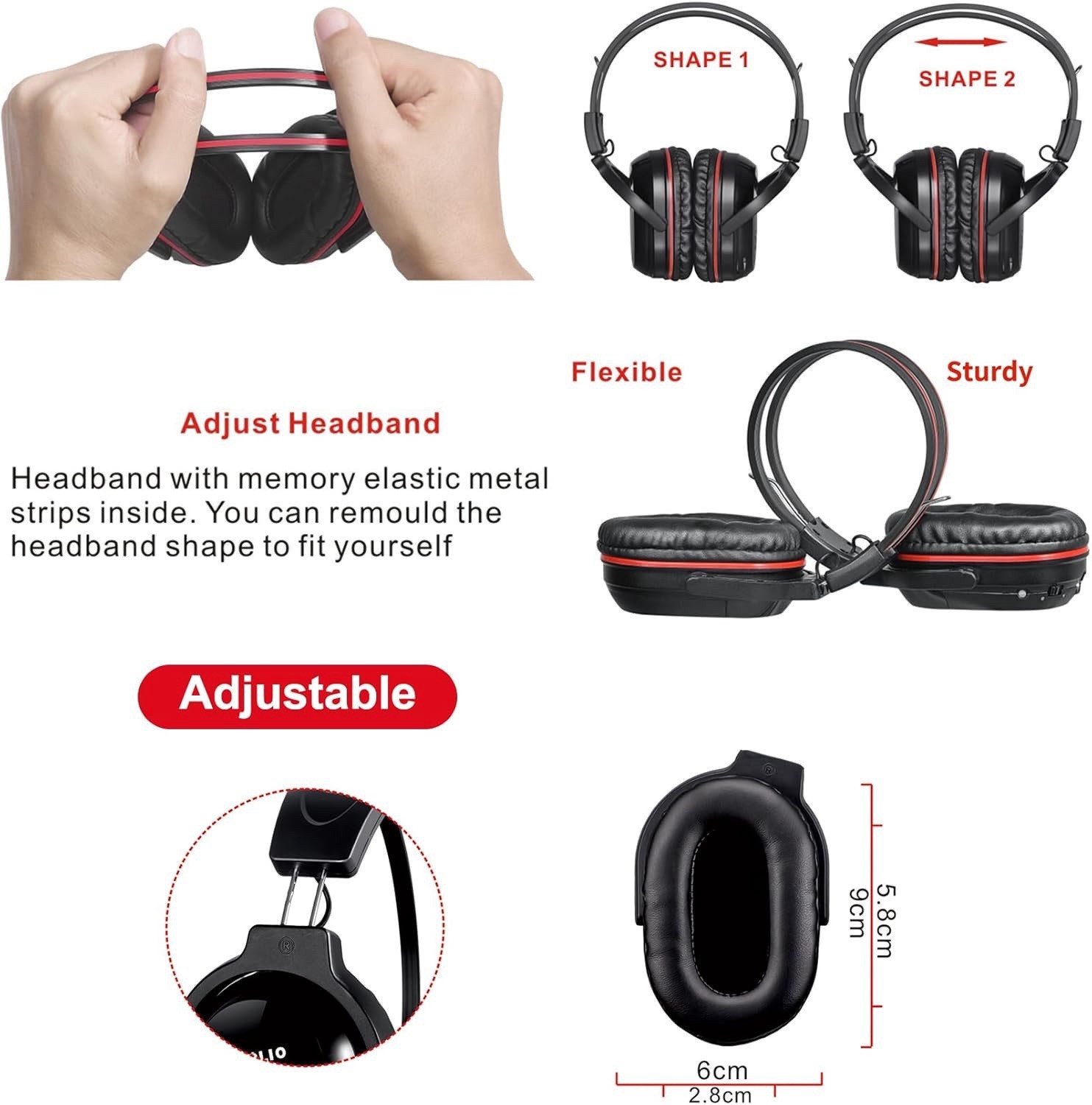 2Pack IR Wireless Headphones For In Car TV Video Audio Listening 2 Channel New