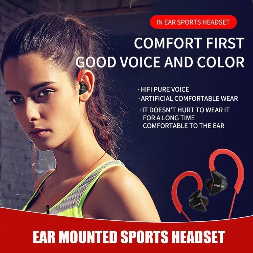 In-Ear Wired Sport Running Earphone Earbuds Over ear Hook Headphone 3.5mm w/MIC