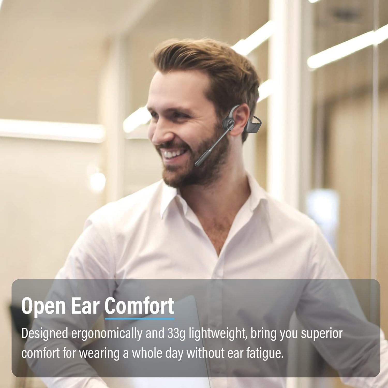 Bone Conduction Headphones with Mic, Bluetooth 5.3 Open Ear Headphones with N…