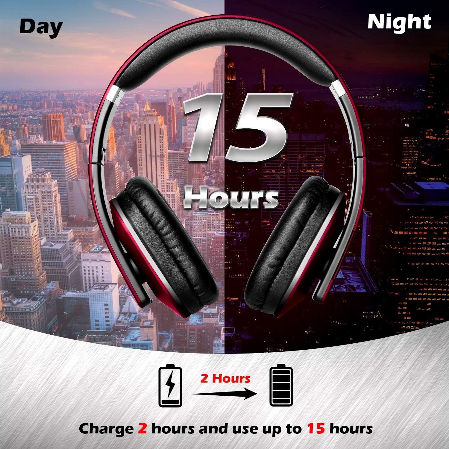 August EP650 Bluetooth Wireless Over-Ear Headphones with aptX Low Red