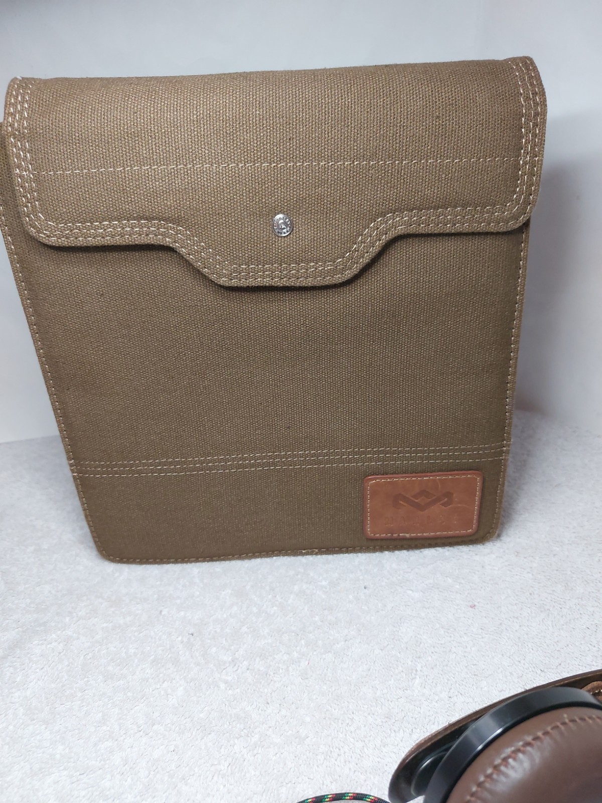 House of Marley Exodus On-Ear Wired Headphones-Harvest Brown Wood/Leather w/Bag