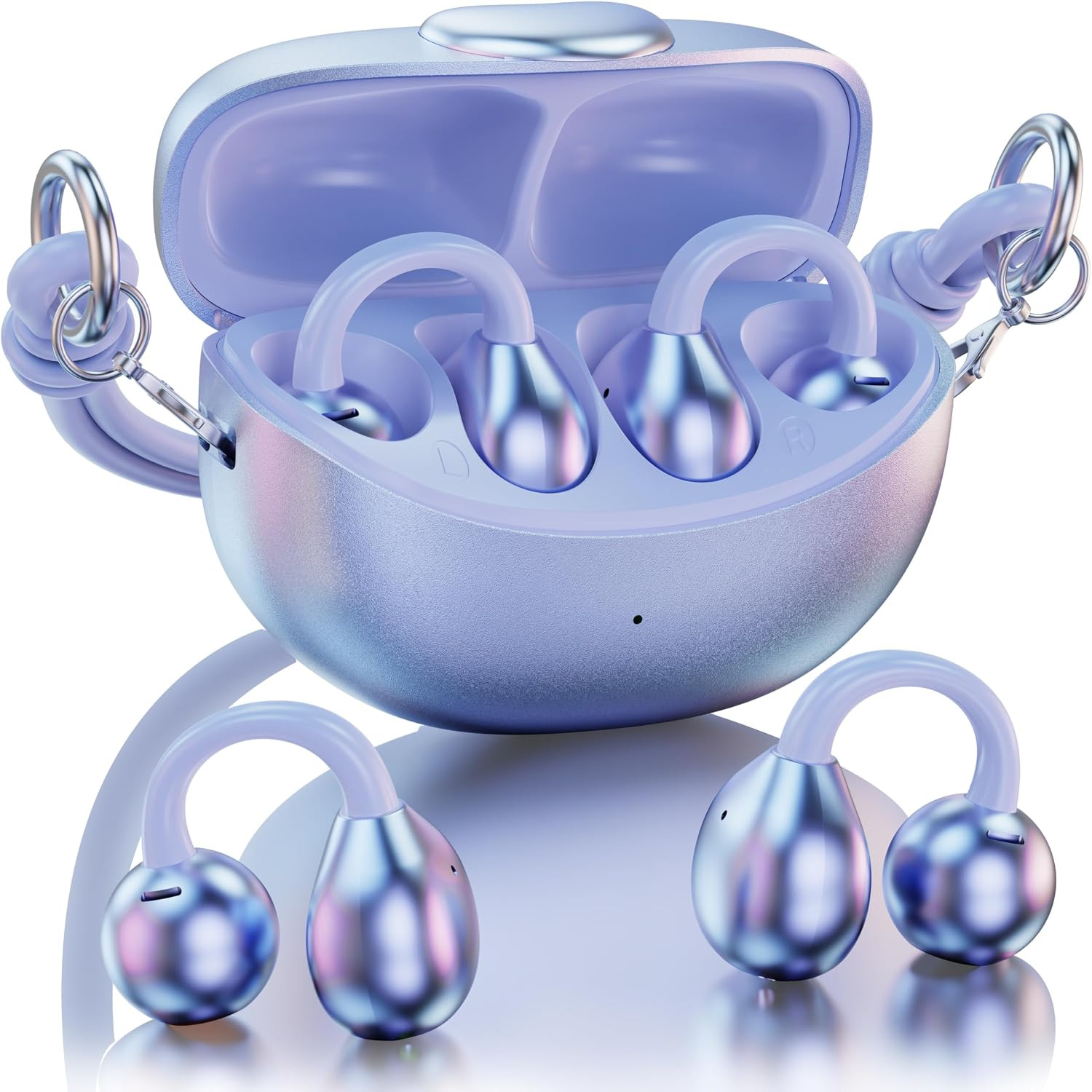 Bluetooth 6.0 Clip-On Earbuds for Women, Hi-Fi Sound, 40H Playtime
