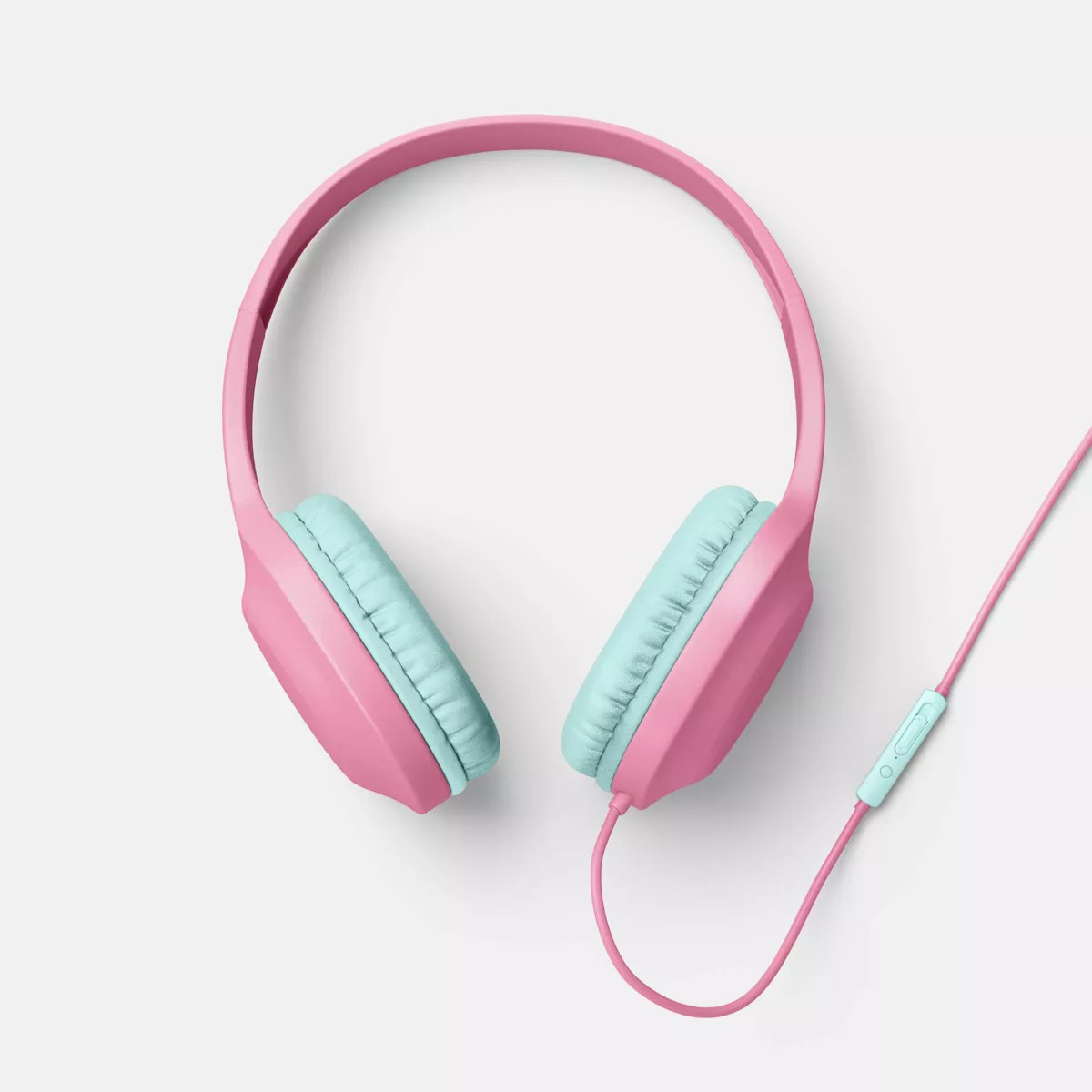 Wired On-Ear Headphones – heyday™ Candy Pink – Built-in Mic – Foam Cushions
