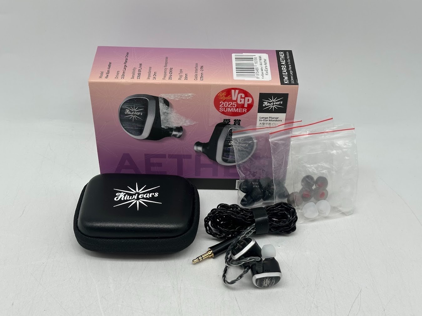 Linsoul Audio Kiwi Ears Aether Planar Magnetic Universal IEM Earbuds – Black