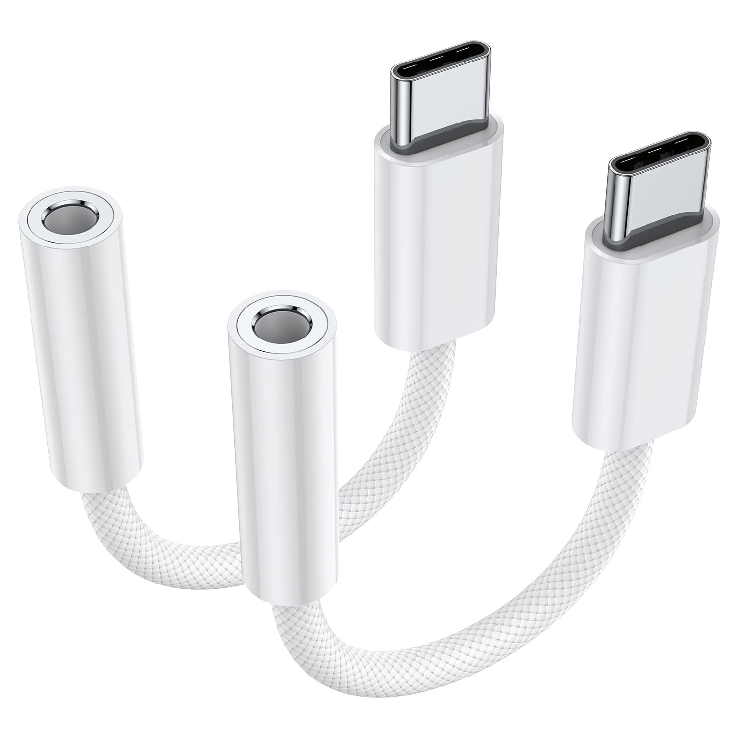 JXMOX USB Type C to 3.5mm Female Headphone Jack Adapter (2-Pack), USB C to Aux A