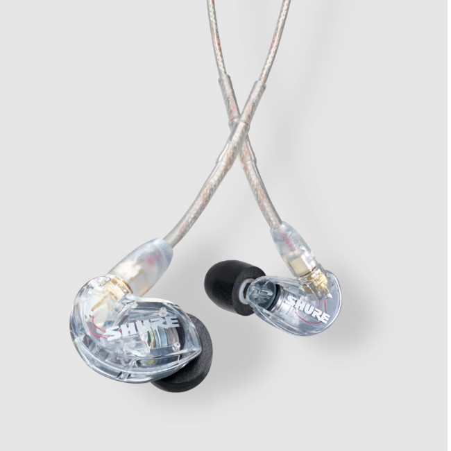 Shure SE215 Pro Sound Isolating In-Ear Monitors w/ Standard 64″ Cable – Clear