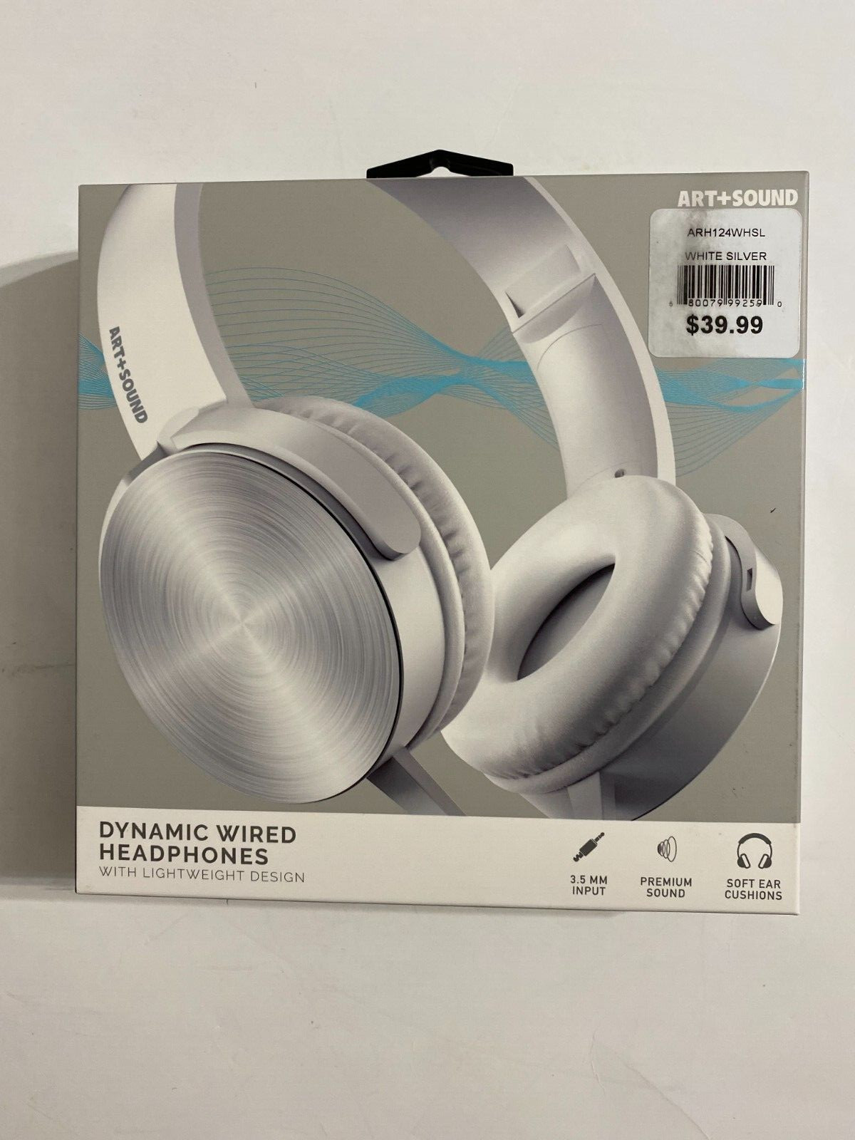 NEW ART+SOUND DYNAMIC WIRED HEADPHONES. LIGHTWEIGHT, WHITE/SILVER, 35 MM INPUT