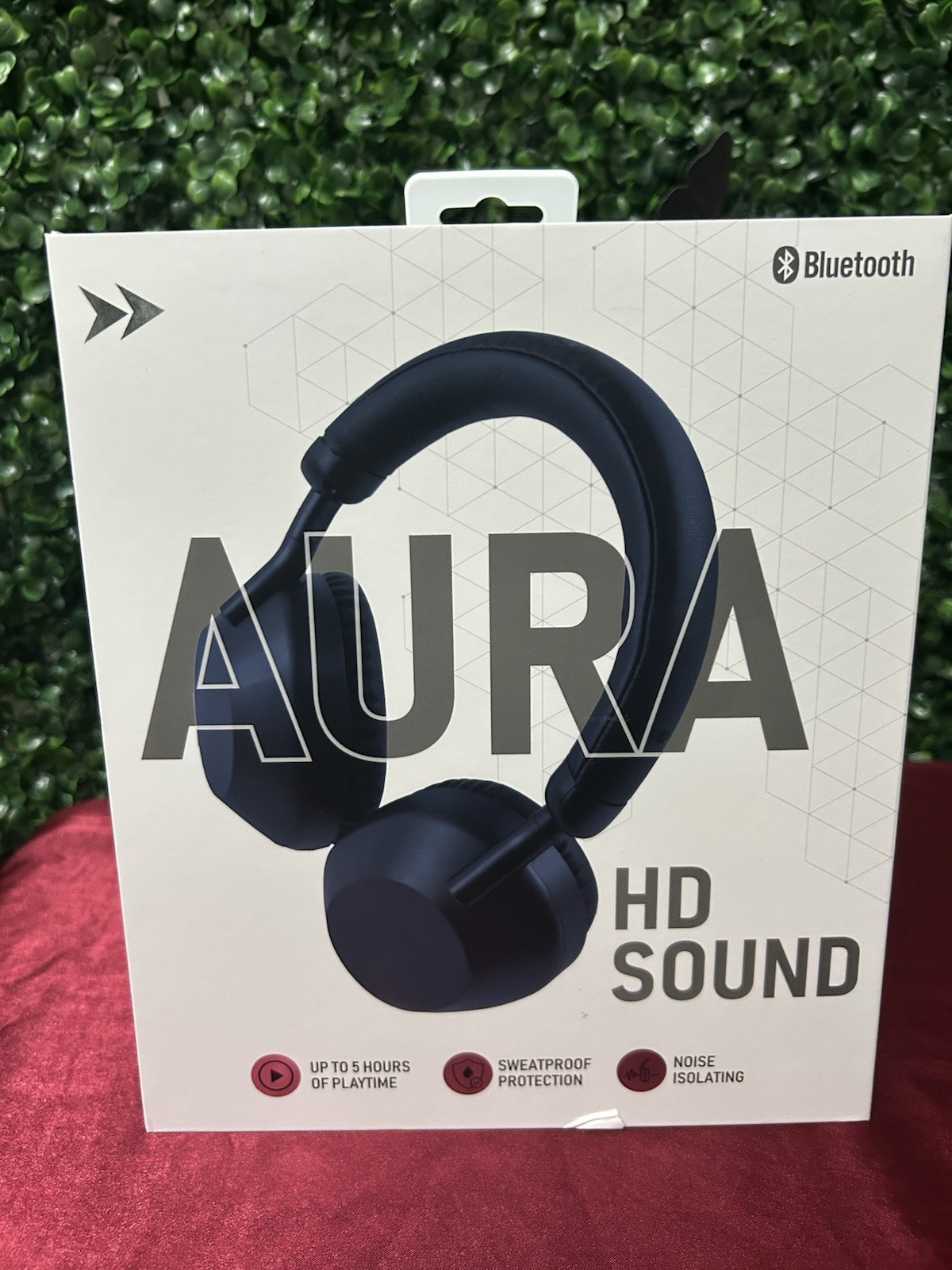 Aura HD Sound Wireless Bluetooth Over Ear Headphones Noise Isolating Navy Blue