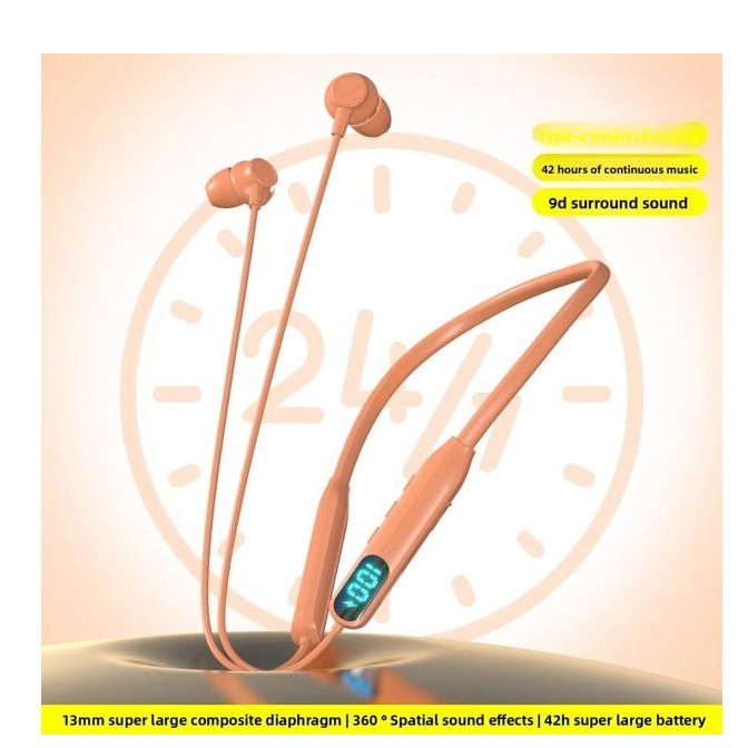 cocobird Bluetooth Neckband Earbuds 13mm Built-In Mic Long Battery Orange