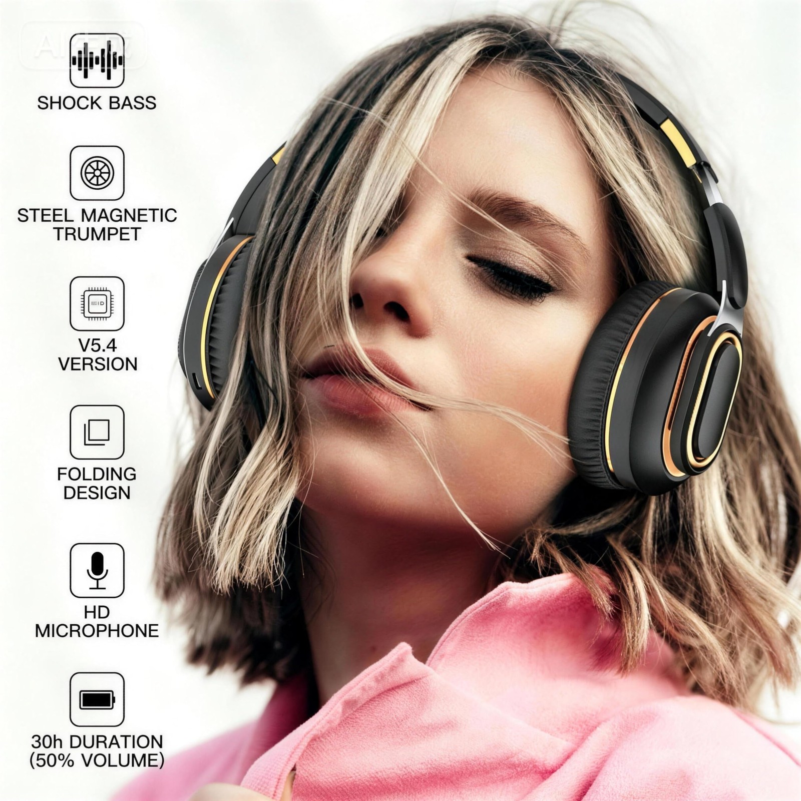Foldable Bluetooth Headphones Over-Ear 30H Playtime – HiFi Sound for Android iOS