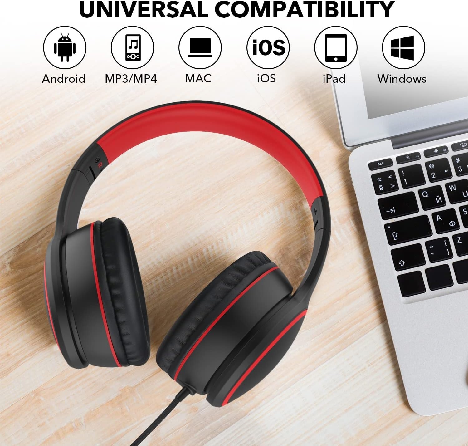 Over-Ear Wired Headphones with Microphone and Noise Isolation for Smartphones