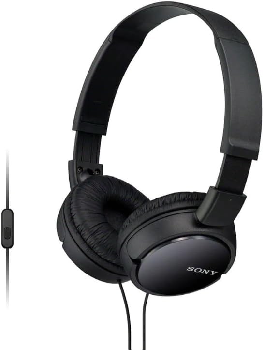 Sony MDR-ZX110AP Stereo Headphones for Smartphone – Wired (Black) Corded 3.5mm