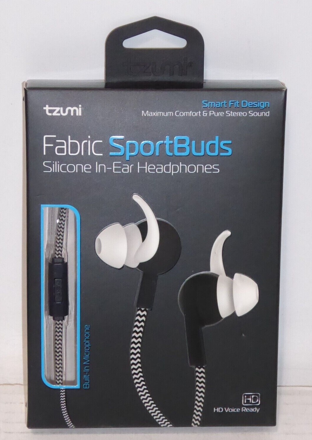 Tzumi Fabric Sportbuds Silicone In-Ear Headphones Smart Fit Design NEW
