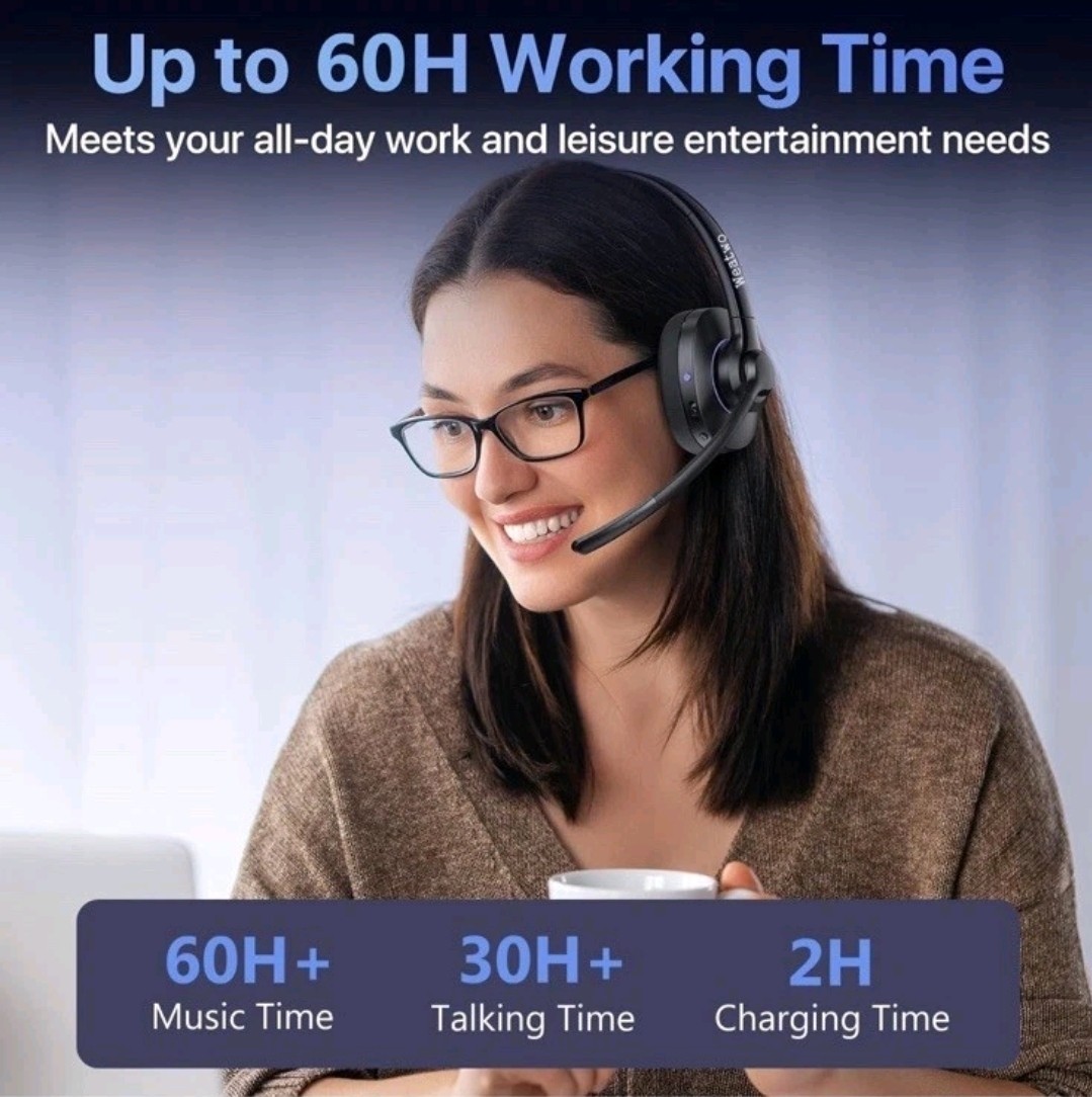 Weatwo Wireless Headset Class 1 V5.1 Bluetooth Headset with CVC8.0 Dual Micropho