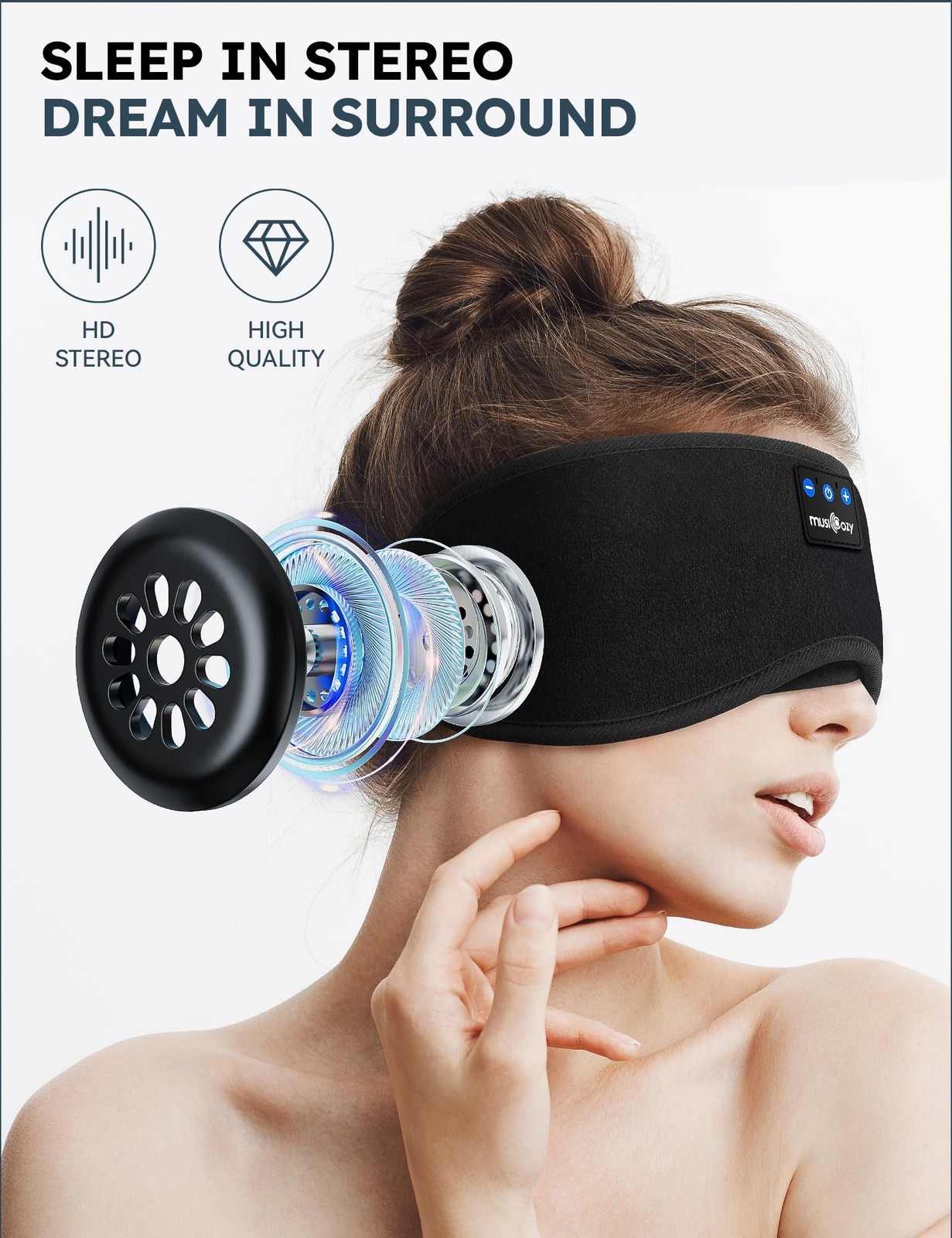 MUSICOZY Sleep Headphones, Bluetooth 5.4 1 Count (Pack of 1), Black