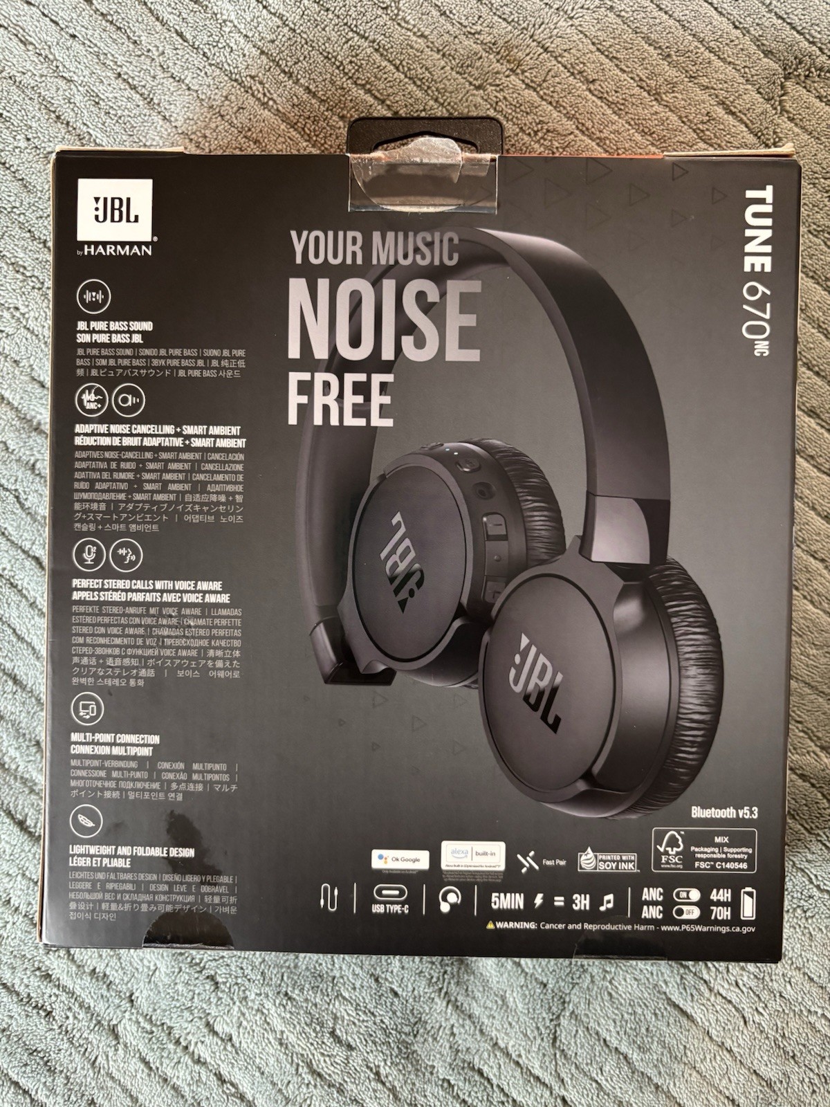 JBL Tune 670NC Wireless Bluetooth Noise Cancelling Headphones Foldable Black