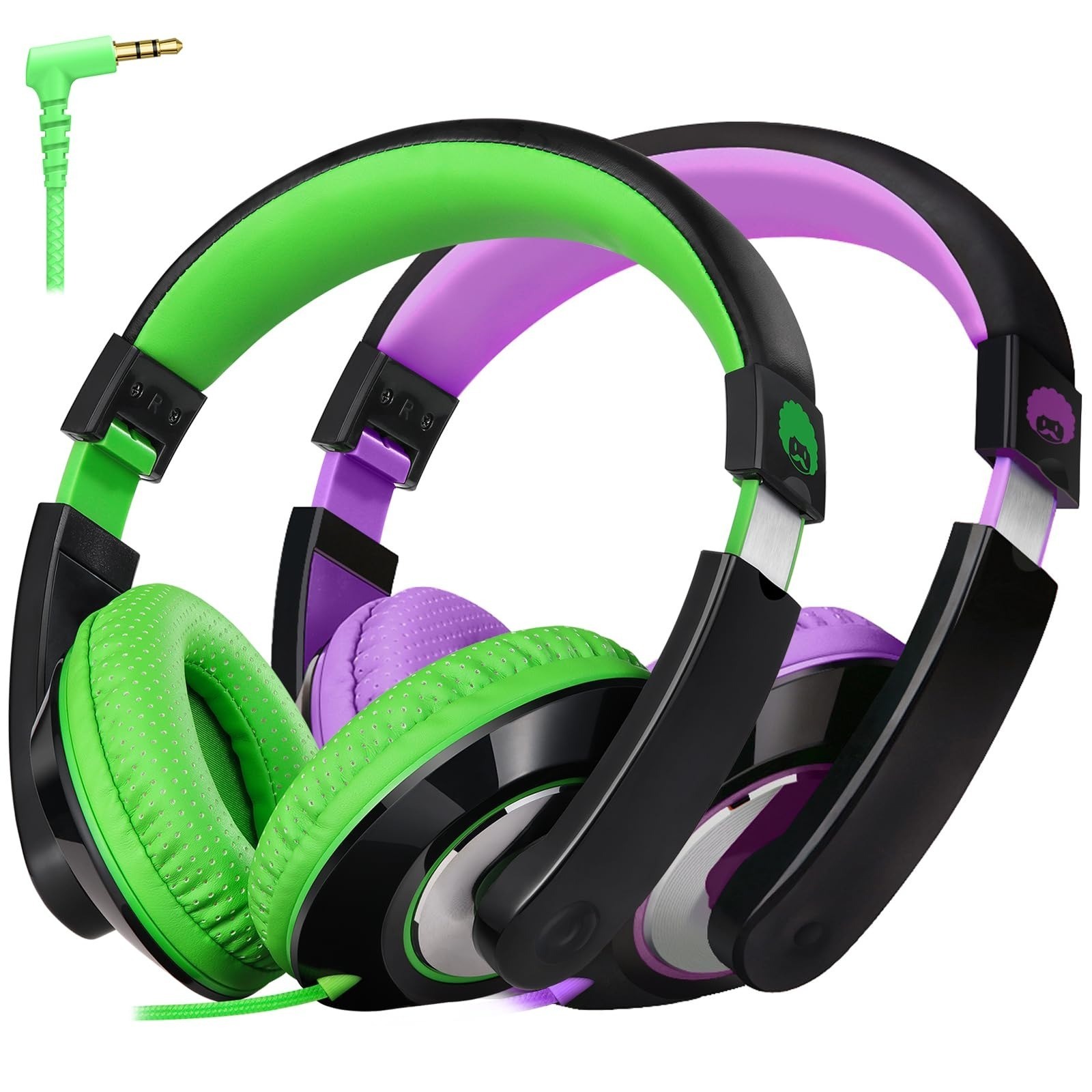 rockpapa Comfort Kids Headphones Wired Over Ear Lightweight Black/Green