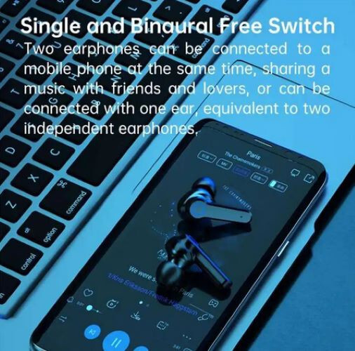 New Bluetooth Wireless Headphones Fast Charging Case Sleak LED Power Indicator