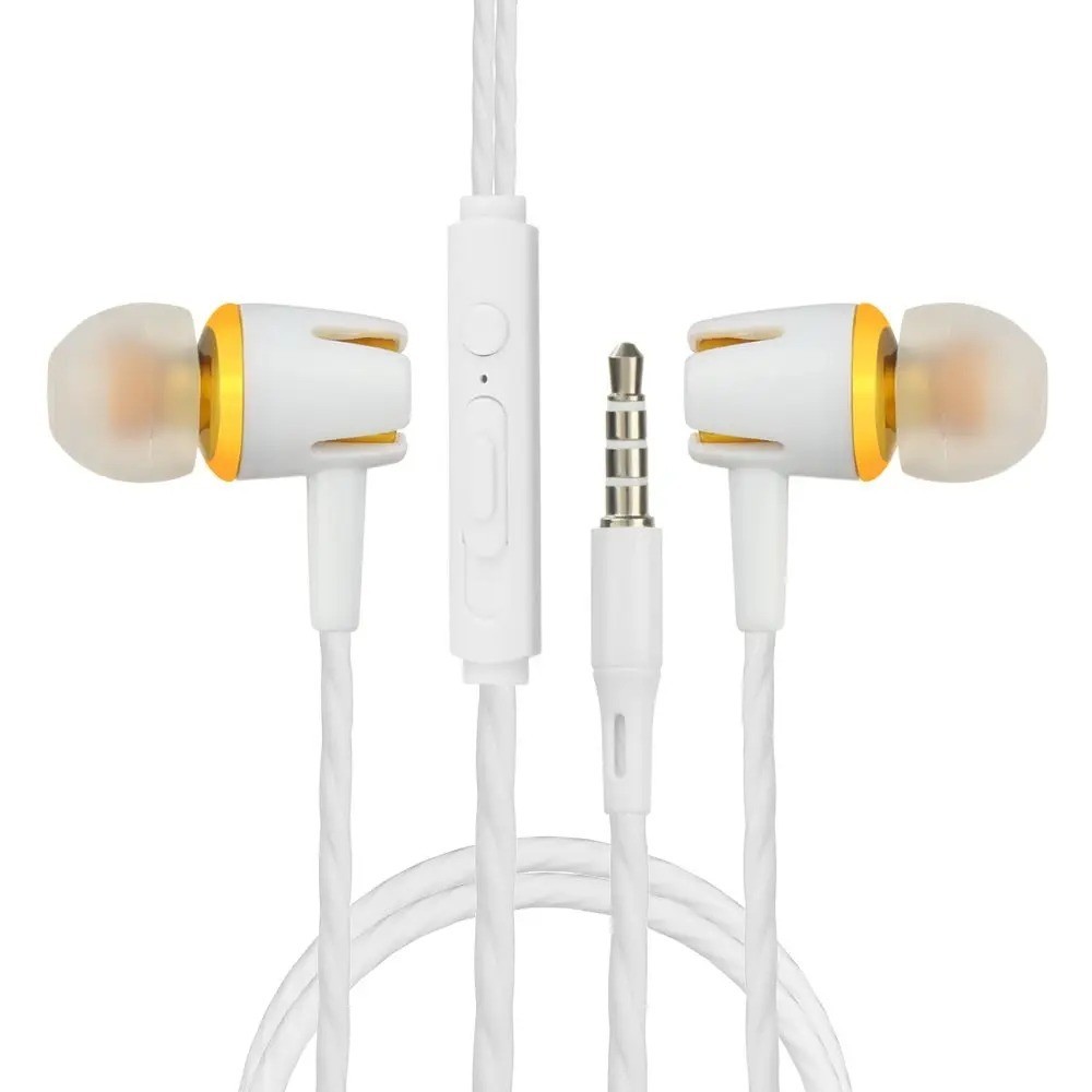 1Pc Wired Stereo Earphones 3.5mm, In-Ear with Mic, Nylon Weave Cable for Laptop