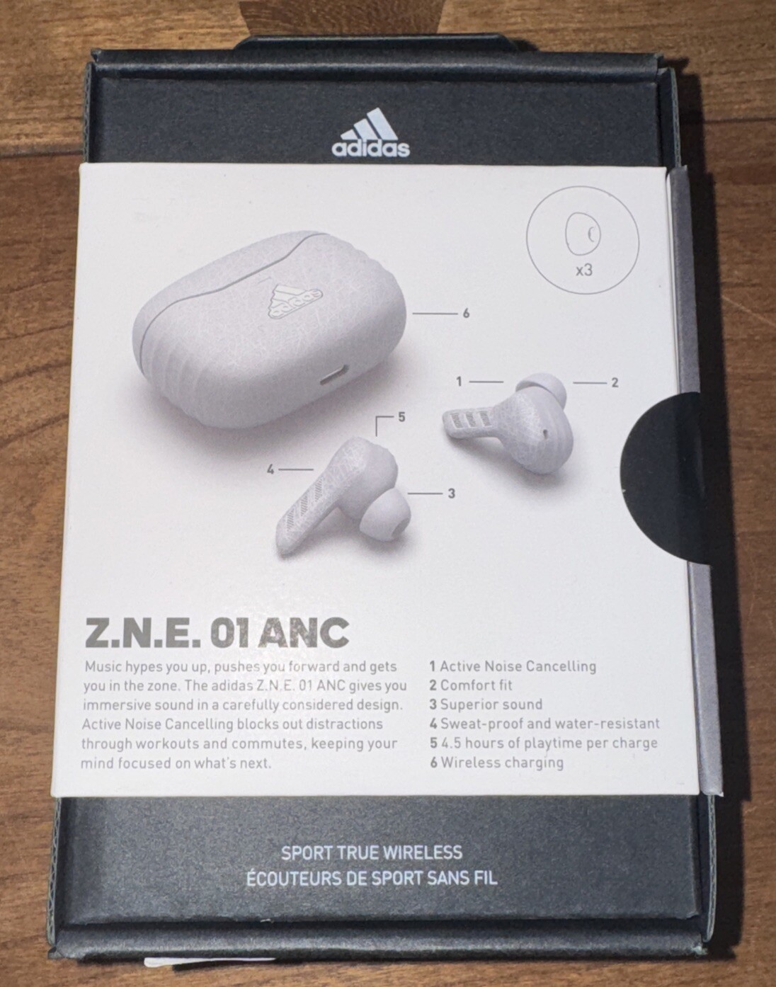 NIB Adidas men adidas Z.N.E. 01 ANC True Wireless Earbuds New Color Light Grey
