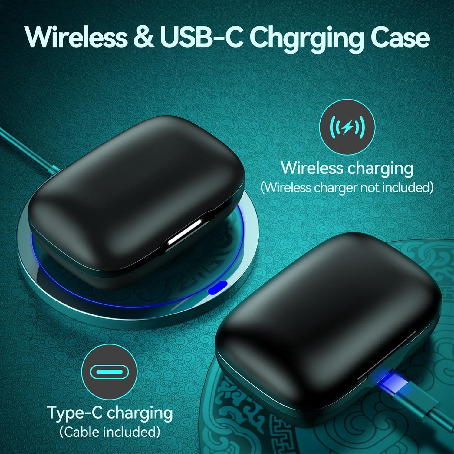 Active Noise Cancelling Ear Buds Wireless Earbuds 80H Playtime Bluetooth Headpho