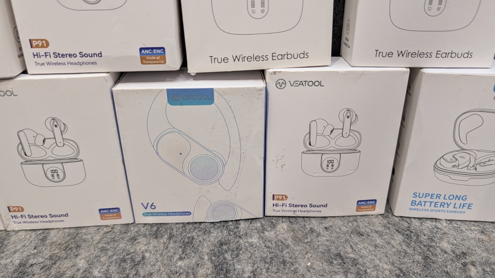 13 x VEATOOL Bluetooth 5.3 Noise Reduction ANC/ENC Earbuds – Mixed Lot ?New?