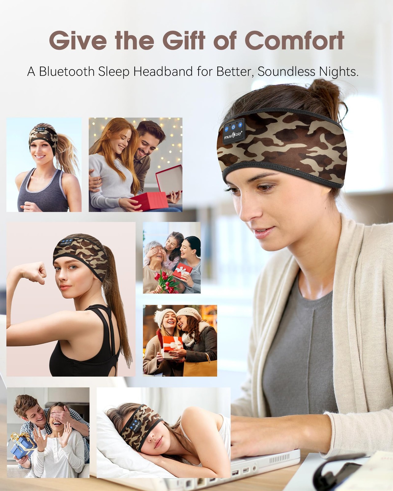 Sleep Headphones Bluetooth 5.4 Headband, Sports Wireless Earphones Sweat Resi…