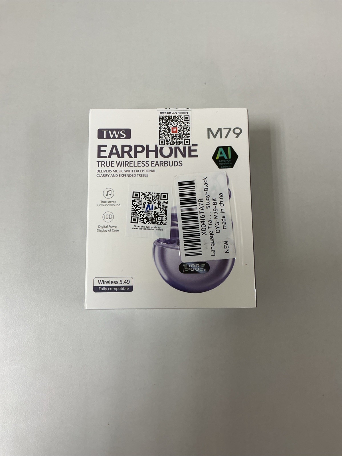 TWS True Wireless Earbuds M78 With AI Language Translation Black T4-13