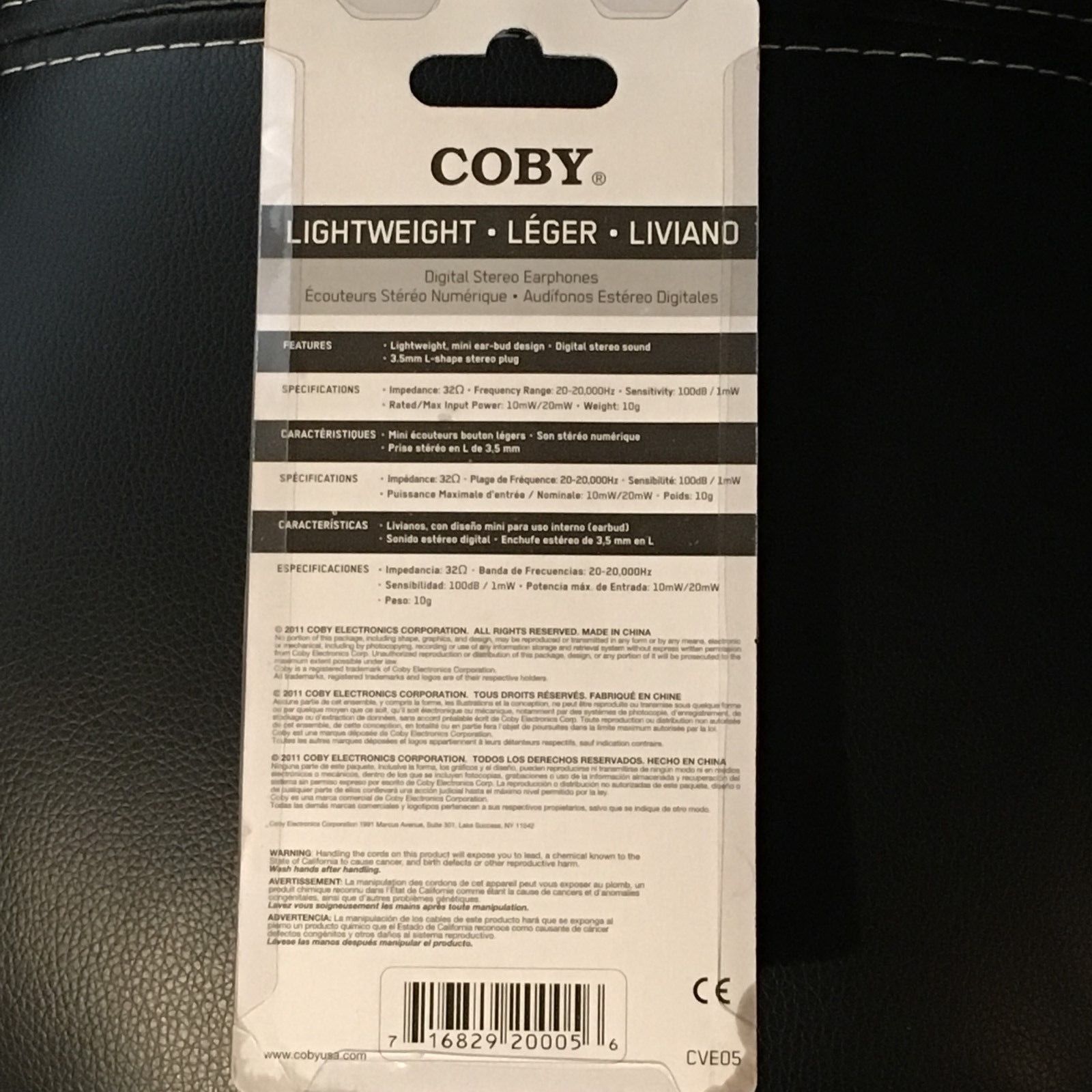 COBY CVE05 Digital Stereo Earphone 3.5mm Plug Earbud Headphones Headset CV-E05