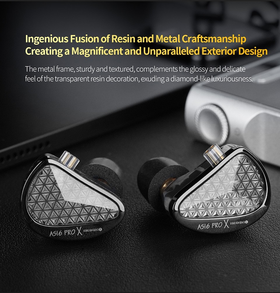 ​KZ AS16 PRO X 8BA Balanced Armature In-Ear Monitor Earphones Pro Studio 3.5 Mic