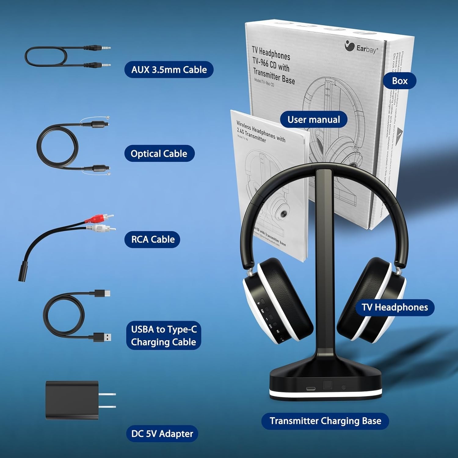 Wireless TV Headphones Over Ear Seniors Bluetooth 5.4 Noise Canceling
