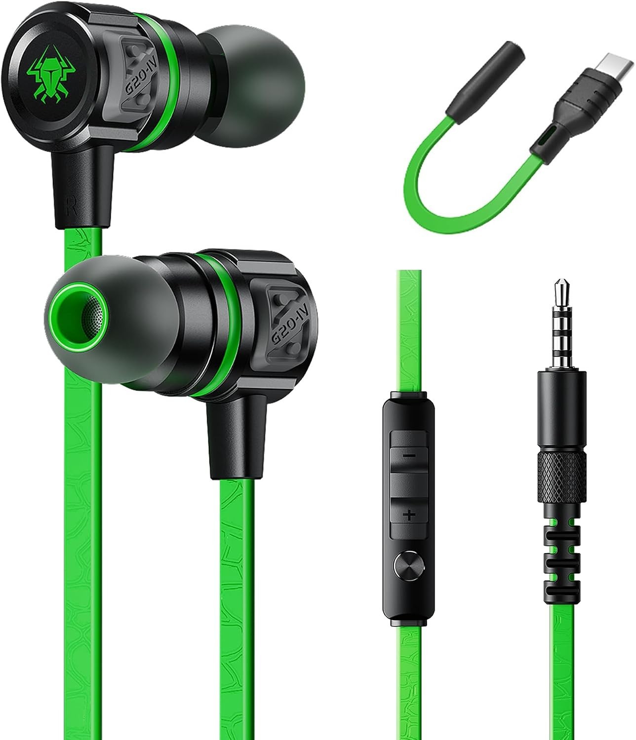 Gaming Earbuds Wired, USB C & 3.5mm Dual Plug in Ear Headphones with Mic and …