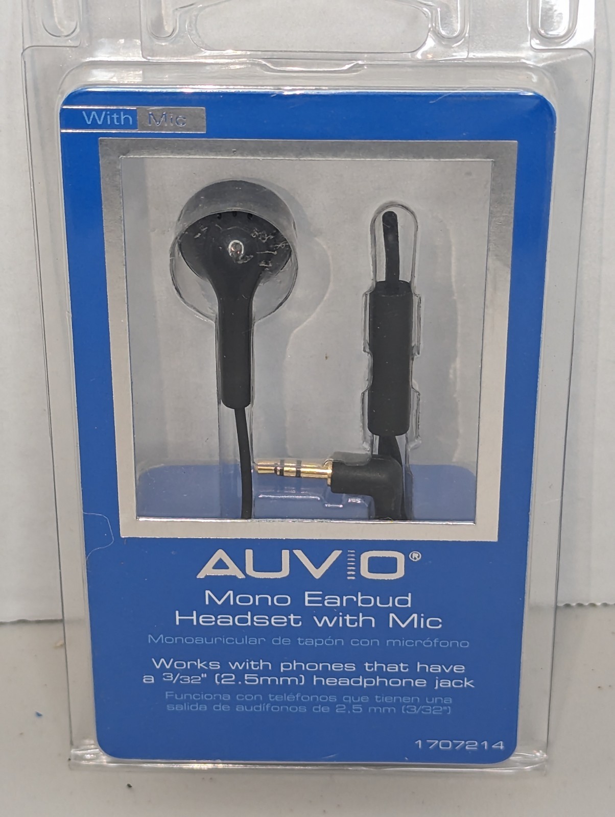 Auvio Mono Earbud Headset With Mic 1707214 2.5mm Jack – Black
