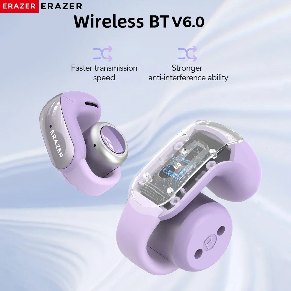 ERAZER XF28 AI Translator Ear Clip Earphones Bluetooth 6.0 Sports LCD Display