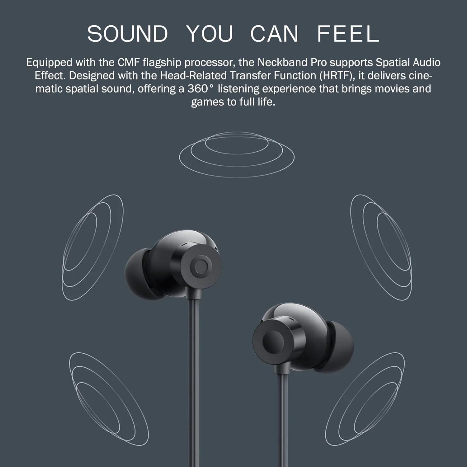 CMF Neckband Pro Bluetooth Headphones，50dB Hybrid Active Noise Cancelling Earbud