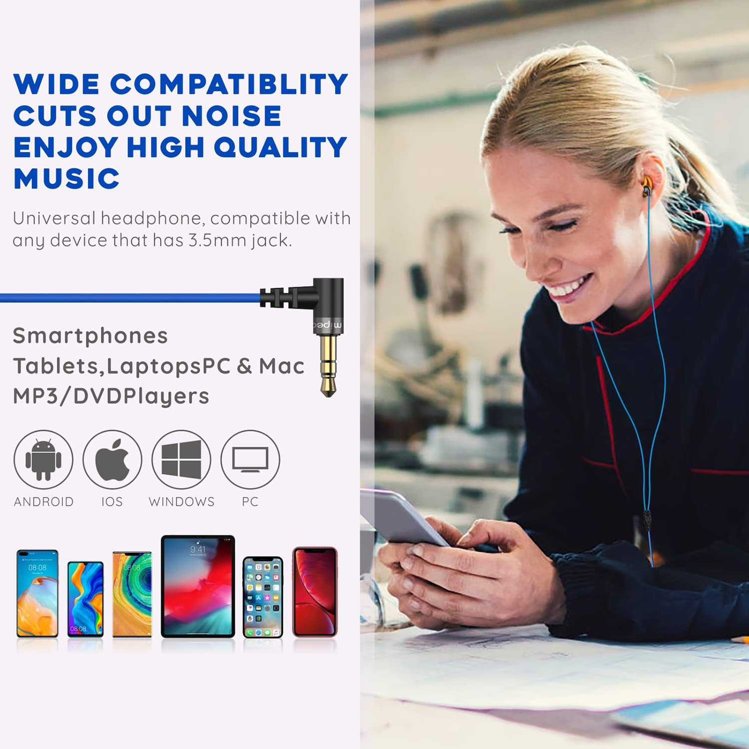 Ear Plug Headphones for Work, Custom-Fit Work Earbuds Earphones-Safety