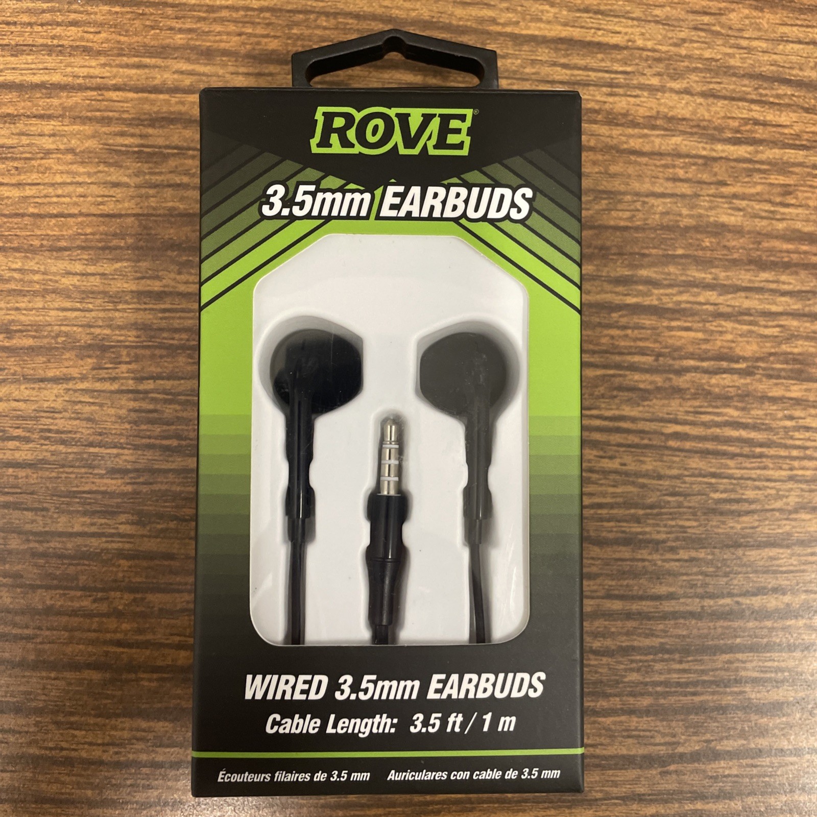 Wired Earbuds Headphones With Mic – 3.5mm Audio Jack by Rove (RVWE35BLK) – NIB