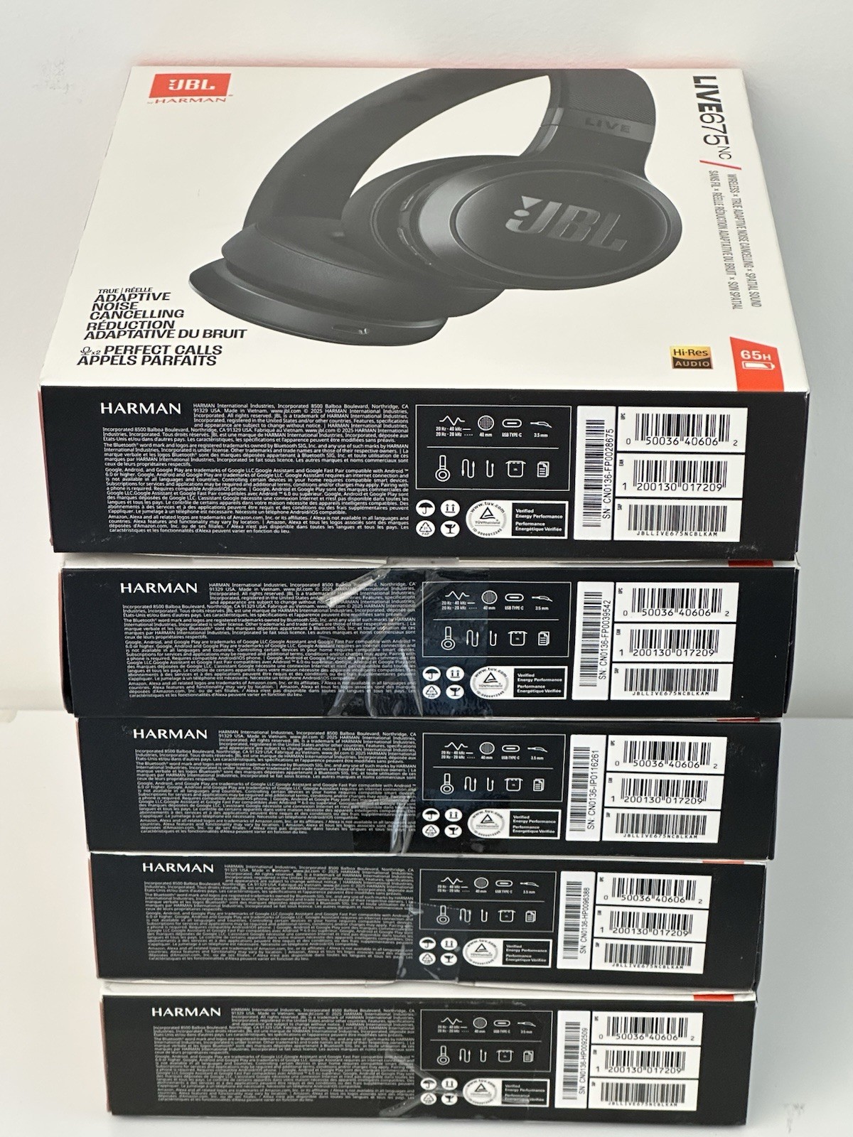 JBL Live 675NC ANC Bluetooth On-Ear Wireless Headphones Open Box
