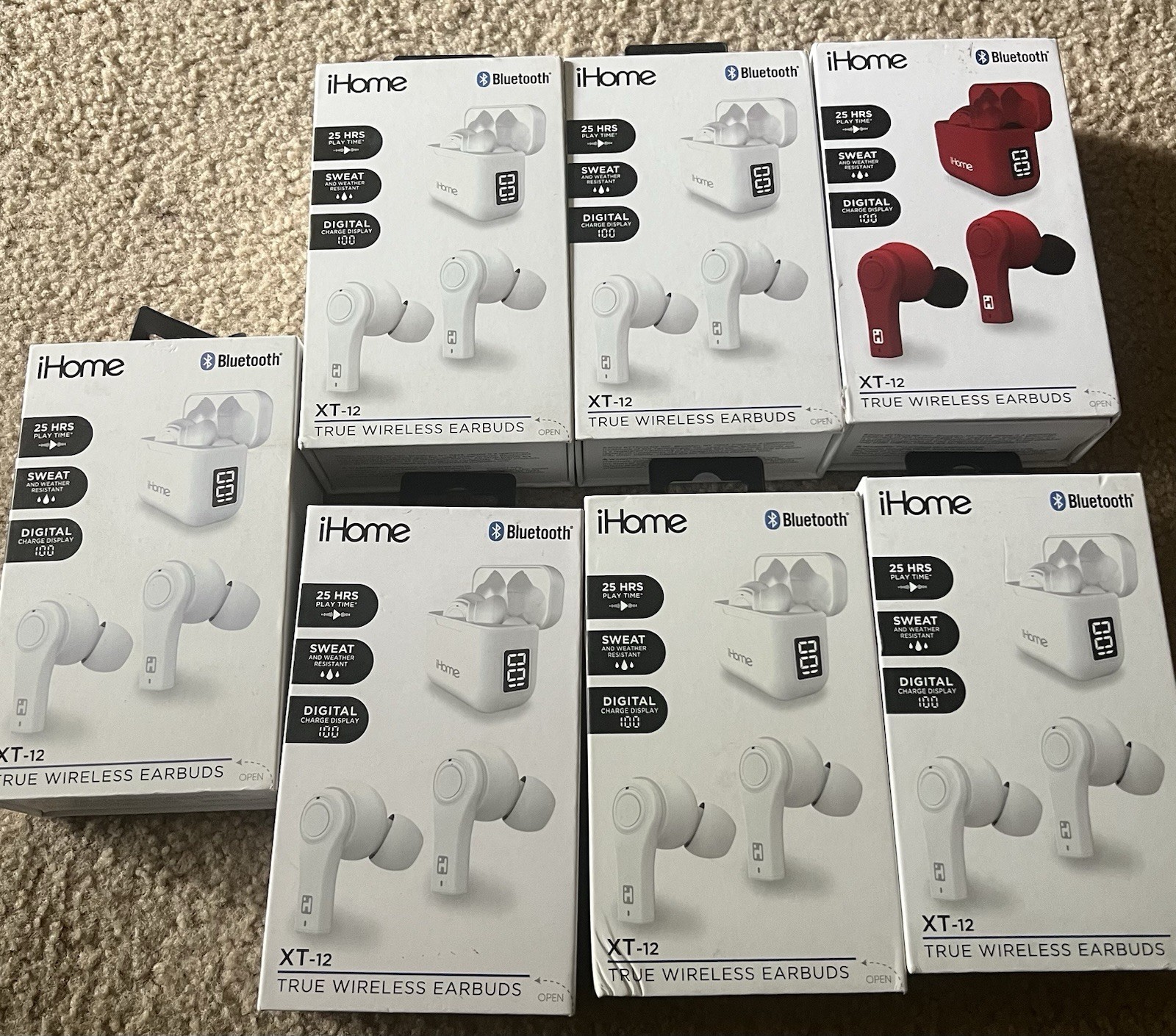 IHOME HMAUBE214WT True Wireless Earbuds (XT-12) 25 Hours Playtime Lot Of 7