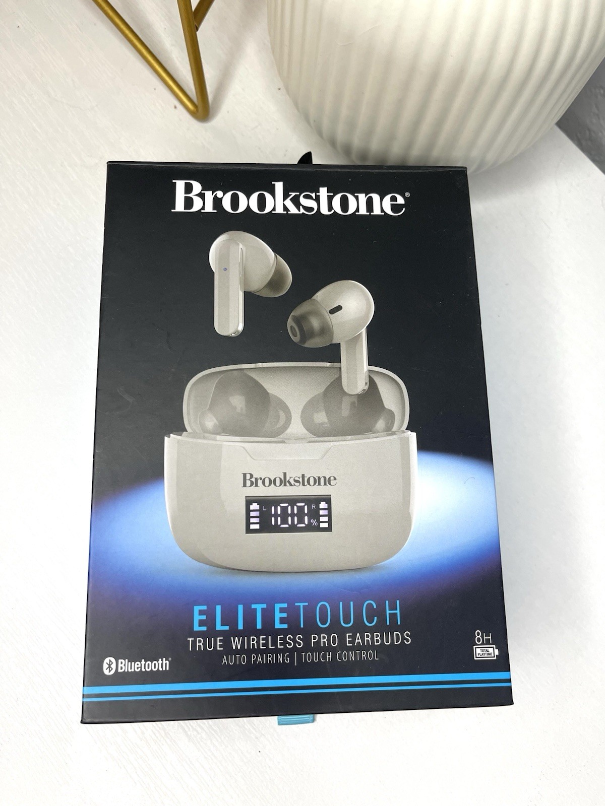 Brookstone Elite Touch True Wireless Bluetooth Earbuds Gray NEW