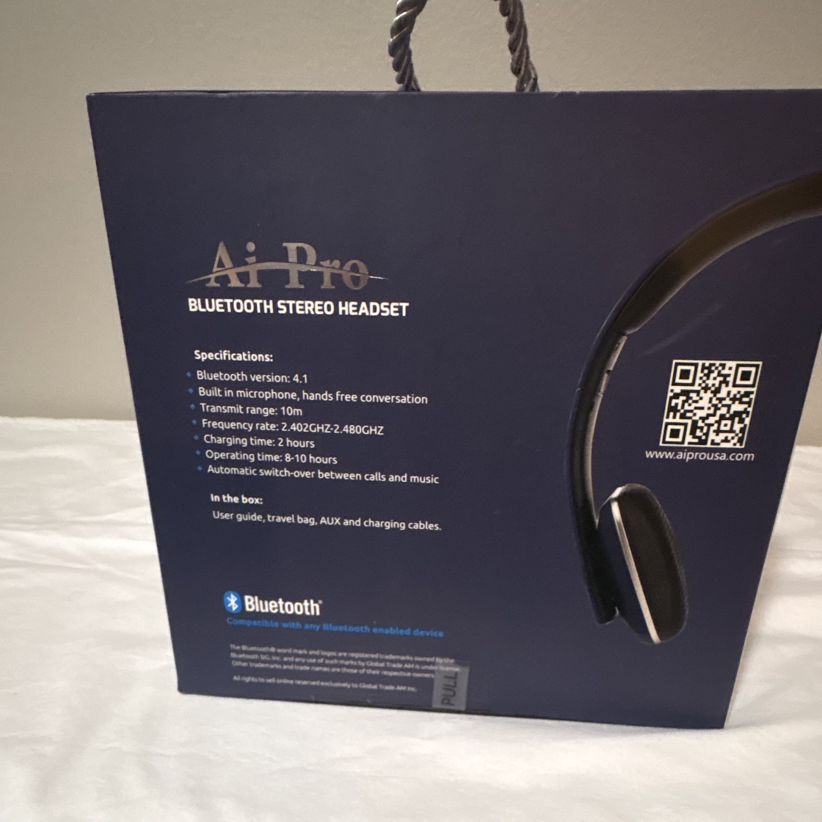 Ai Pro AIPRO-100 PLUS Bluetooth Over-Ear Noise Cancel Foldable Mic Blue/Black