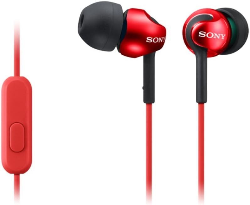 Sony Deep Bass Wired Earphones with Microphone – MDR-EX110AP – RED